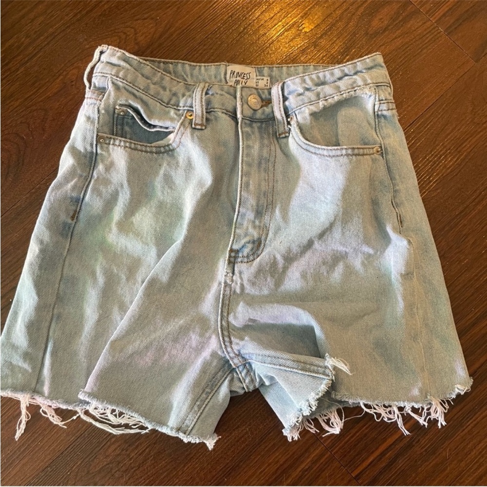 Princess Polly High Waist Denim Cut off shorts